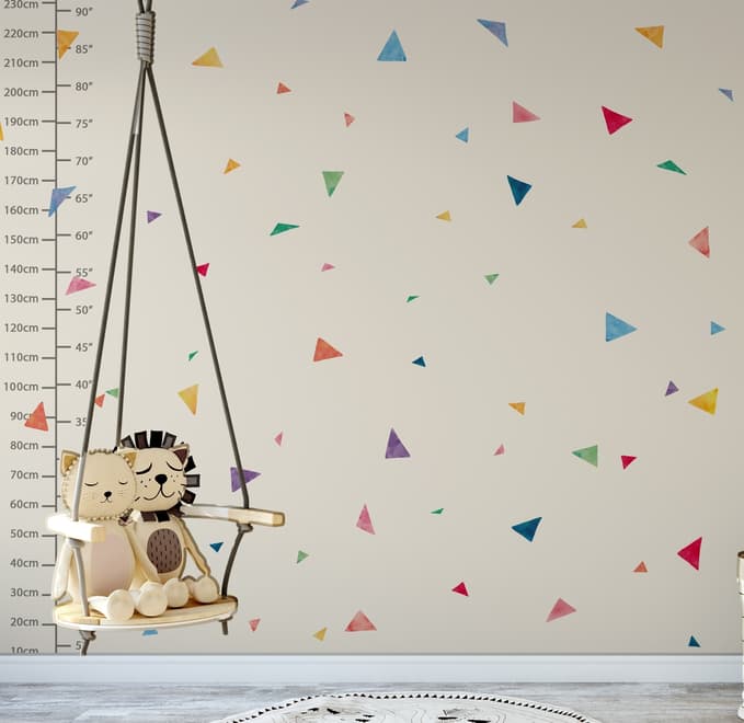 Kids Watercolor Colorful Little Triangle Wall Decal Sticker