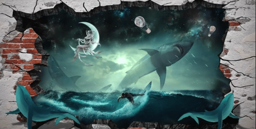 Sea Whales Sharkes Wallpaper Mural