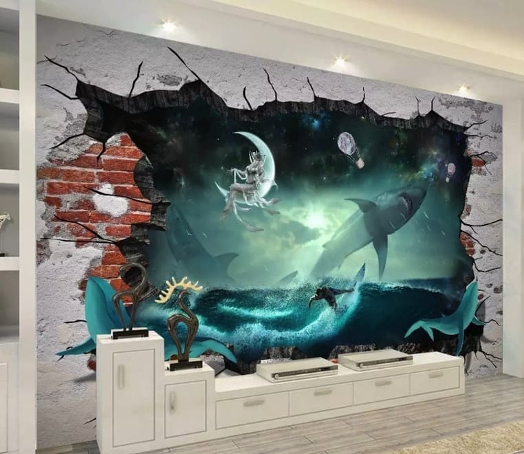 Sea Whales Sharkes Wallpaper Mural