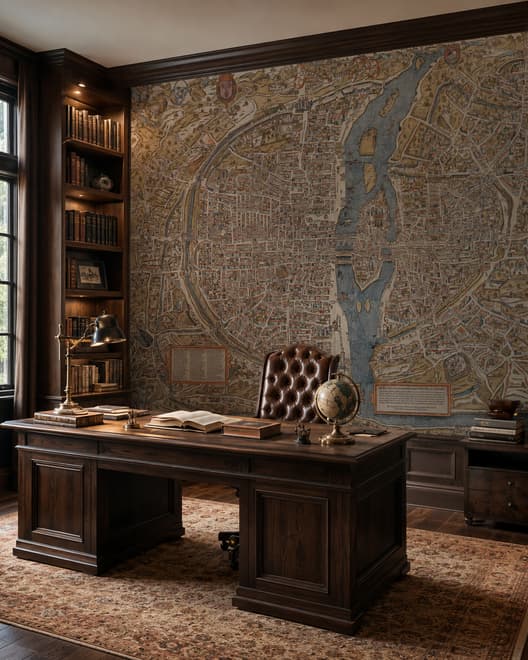 Antique European City Map Wallpaper Mural