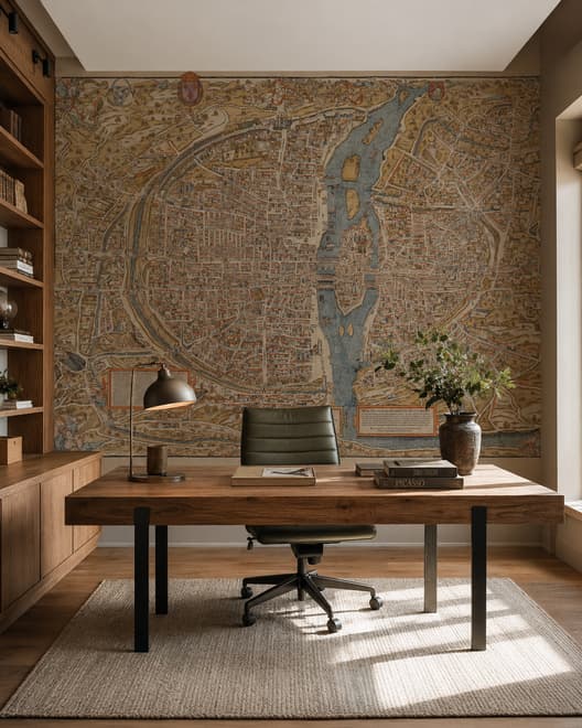 Antique European City Map Wallpaper Mural