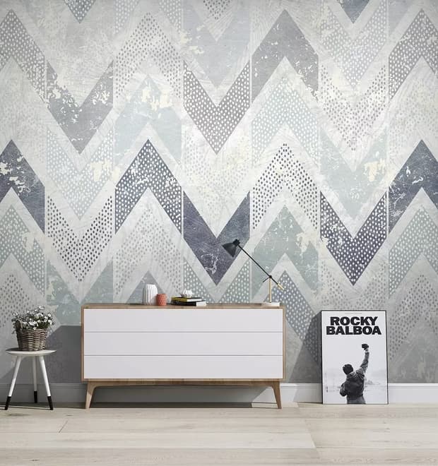 Papier peint panoramique avec motif en zigzag et pointillés