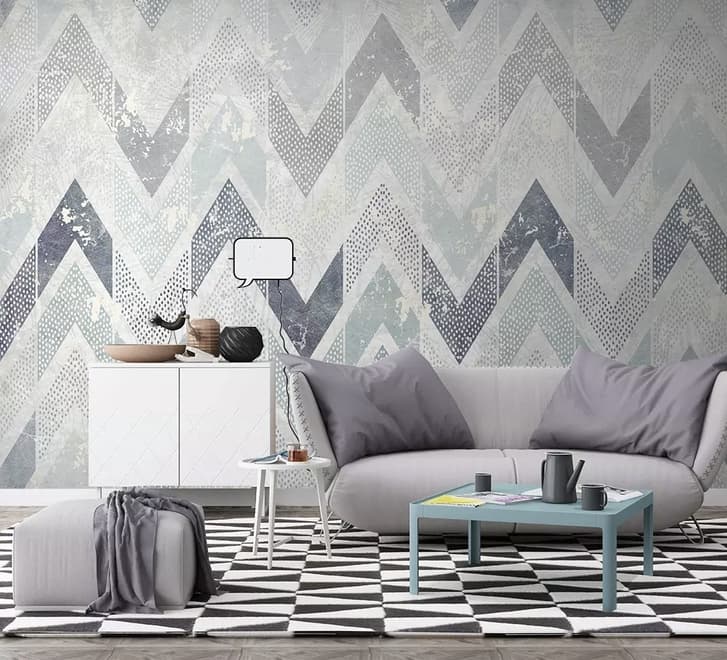 Papier peint panoramique avec motif en zigzag et pointillés
