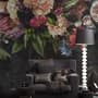 Dark Vine Floral and Peony Blossom Wallpaper Mural