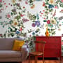 Papier peint fleurs botaniques oiseaux