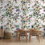 Papier peint fleurs botaniques oiseaux