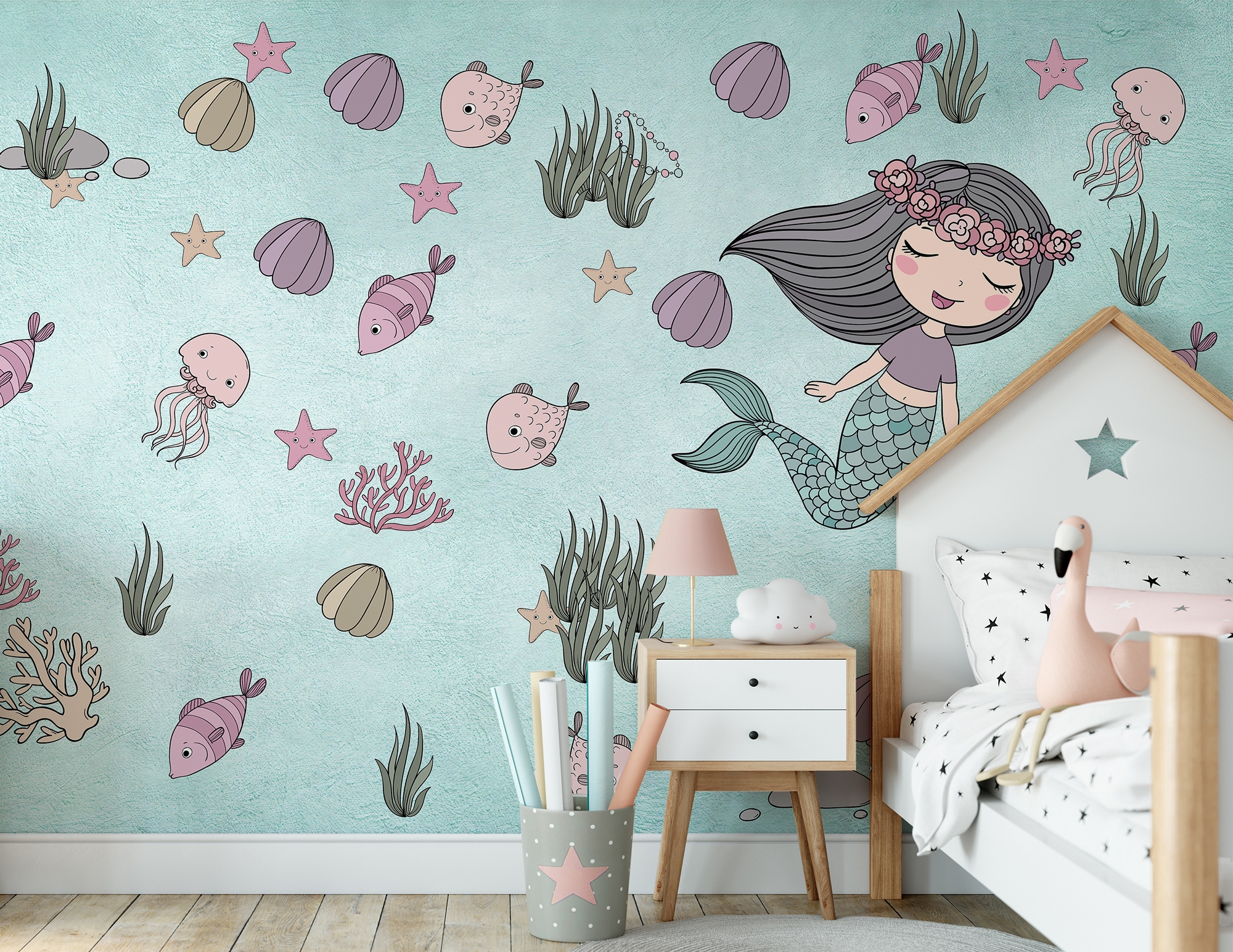 Mermaid Ariel in the Underwater Wallpaper Mural