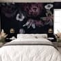 Dark Floral Claret Peony Floral Wallpaper Mural