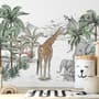 Fototapete "Tropische Tiere mit Bergmotiv für Kinderzimmer"