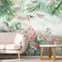 Colorful Tropical Exotic Cactus Floral with Little Birds Wallpaper Mural