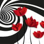 Red Poppy Floral with Abstract Fractal Wallpaper Mural