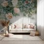 Vintage Floral and Green Leaf Wallpaper Mural