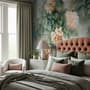 Vintage Floral and Green Leaf Wallpaper Mural