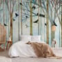 Vintage Abstract Forest and Black Bird Wallpaper Mural