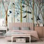 Vintage Abstract Forest and Black Bird Wallpaper Mural