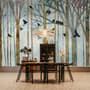 Vintage Abstract Forest and Black Bird Wallpaper Mural