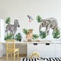 Kids Tropical Animals with Leafs Wall Decal Sticker