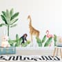 Kids Tropical Animals with Palm Leafs Wall Decal Sticker