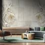 3D Embossed Look Marble Sunflower Wallpaper Mural