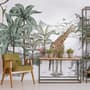 Fototapete "Tropische Tiere mit Bergmotiv für Kinderzimmer"