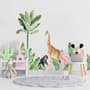 Kids Tropical Animals with Palm Leafs Wall Decal Sticker