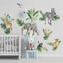 Kids Tropical Safari Animals Set Wall Decal Sticker