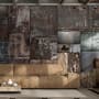 Dark Stone Wall Pattern Wallpaper Mural