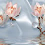 Pearl Lotus Flower and Little Butterfly Wallpaper Mural