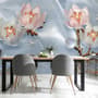 Pearl Lotus Flower and Little Butterfly Wallpaper Mural
