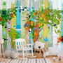 Kids World Map on the Colorful Wood Wallpaper Mural