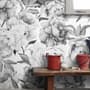 Dark Floral Charcoal Rose Flower Wallpaper Mural