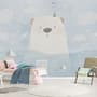 Cartoon Bear with Nightscape Wallpaper Mural