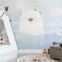 Cartoon Bear with Nightscape Wallpaper Mural