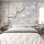 3D Look White Pearl Flower Wallpaper Mural