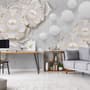 3D Look White Pearl Flower Wallpaper Mural