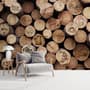 Papier peint panoramique café avec mur en bois
