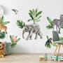 Kids Tropical Safari Animals Set Wall Decal Sticker