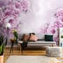 Drawn Pink Peony Floral Wallpaper Mural