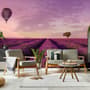Serene Sunset Lavender and Balloon Landscape Wallpaper Mural