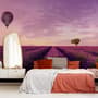 Serene Sunset Lavender and Balloon Landscape Wallpaper Mural
