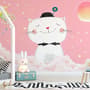 Cartoon Happy Cat on the Pink Clouds Wallpaper Mural