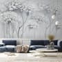 Watercolor Painting White Flowers Wallpaper Mural