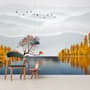 River Landscape and Yellow Autumn Trees Wallpaper Mural