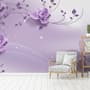 3D Look Purple Flowers Wallpaper Mural