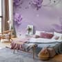 3D Look Purple Flowers Wallpaper Mural