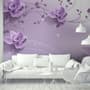 3D Look Purple Flowers Wallpaper Mural