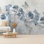 Soft Blue Floral Wallpaper Mural