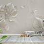 Papier peint art floral magnolia embossé en 3D