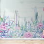 Vintage Hortensienblumen und Kakteen Fototapete