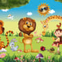 3D Look King Lion and Wild Animals Wallpaper Mural
